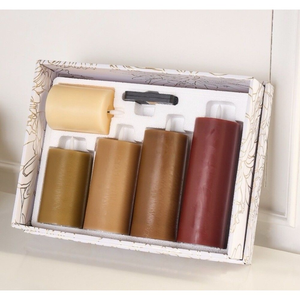 5-pc Flameless Pillar Candles with Gift Box - Home Reflections Harvest Multi